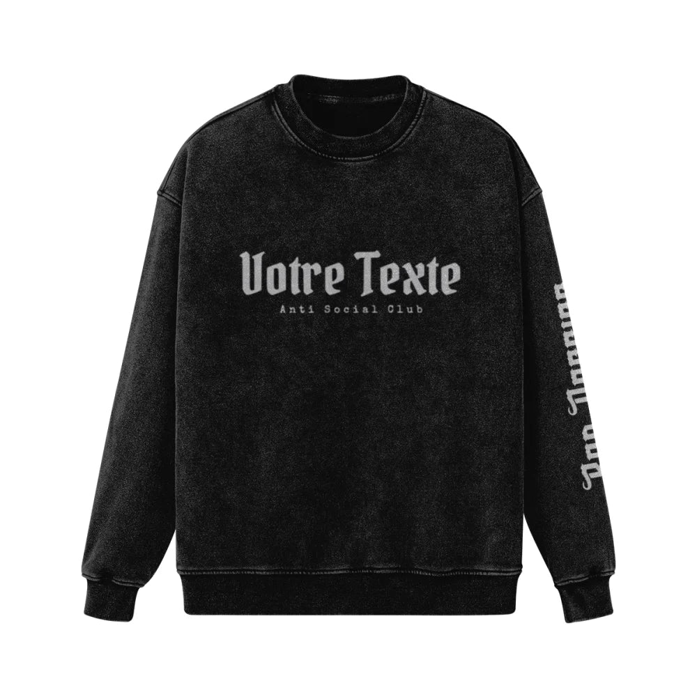 Crewneck BRODÉ à personnaliser - ANTI SOCIAL CLUB 👊 - S