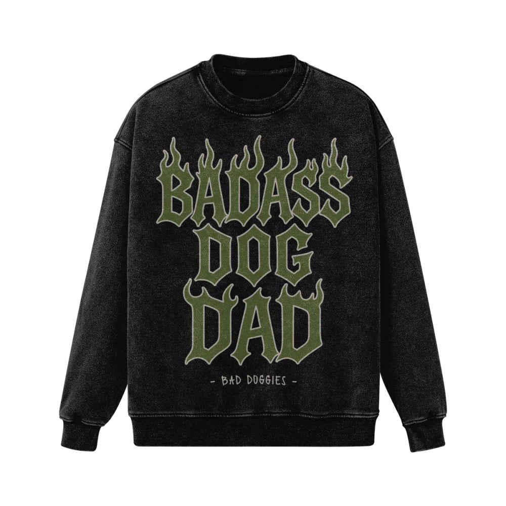 Crewneck Ultra Oversized - BADASS DOG DAD 🔥 - Vert / S