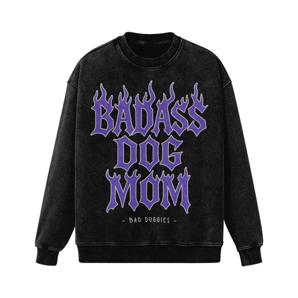 Crewneck Ultra Oversized - BADASS DOG MOM 🔥 - Violet / S