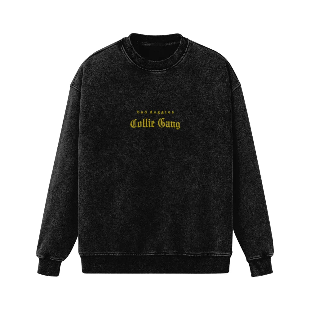 Crewneck Ultra Oversized BRODÉ - Collie Gang ✌️ - S / Jaune