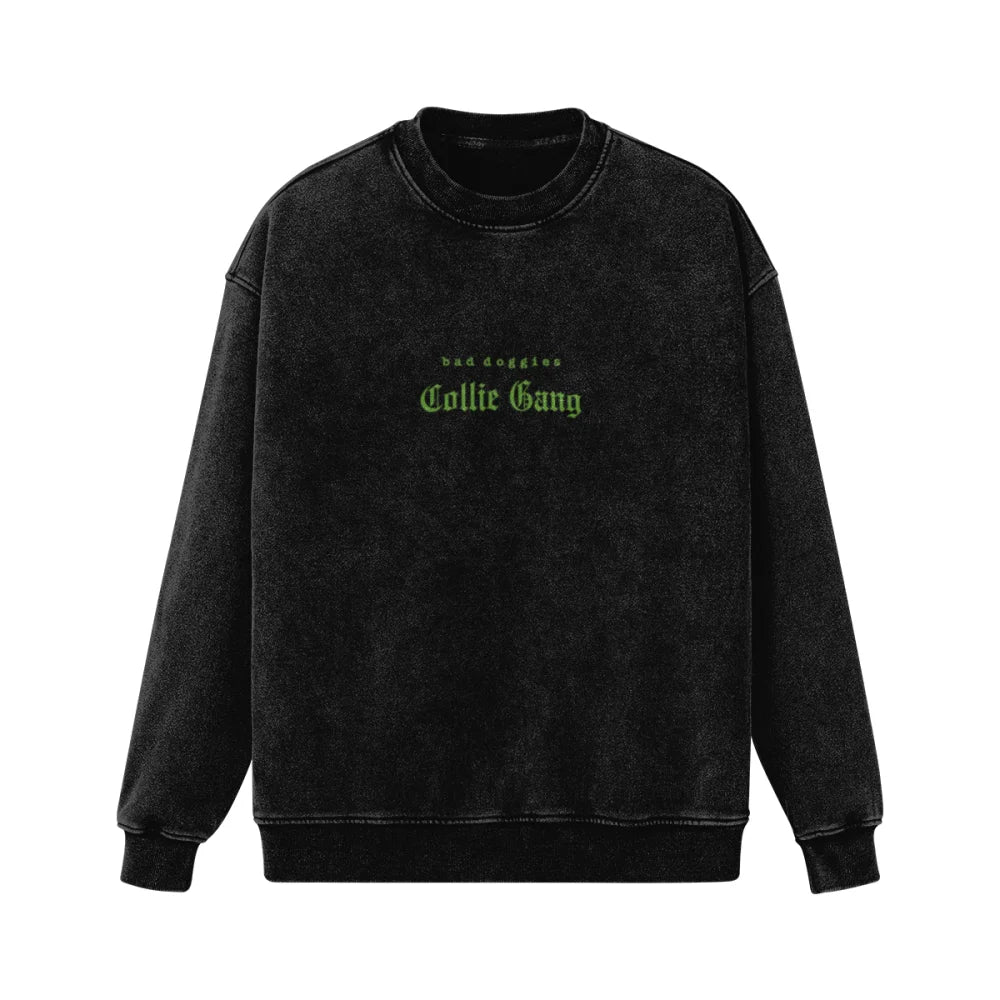 Crewneck Ultra Oversized BRODÉ - Collie Gang ✌️ - S / Vert