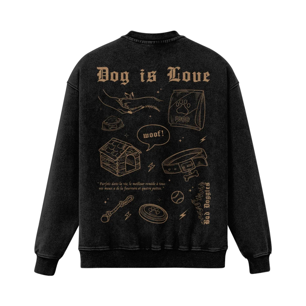 Crewneck Ultra Oversized - DOG IS LOVE. 💞⚡ - Beige / S