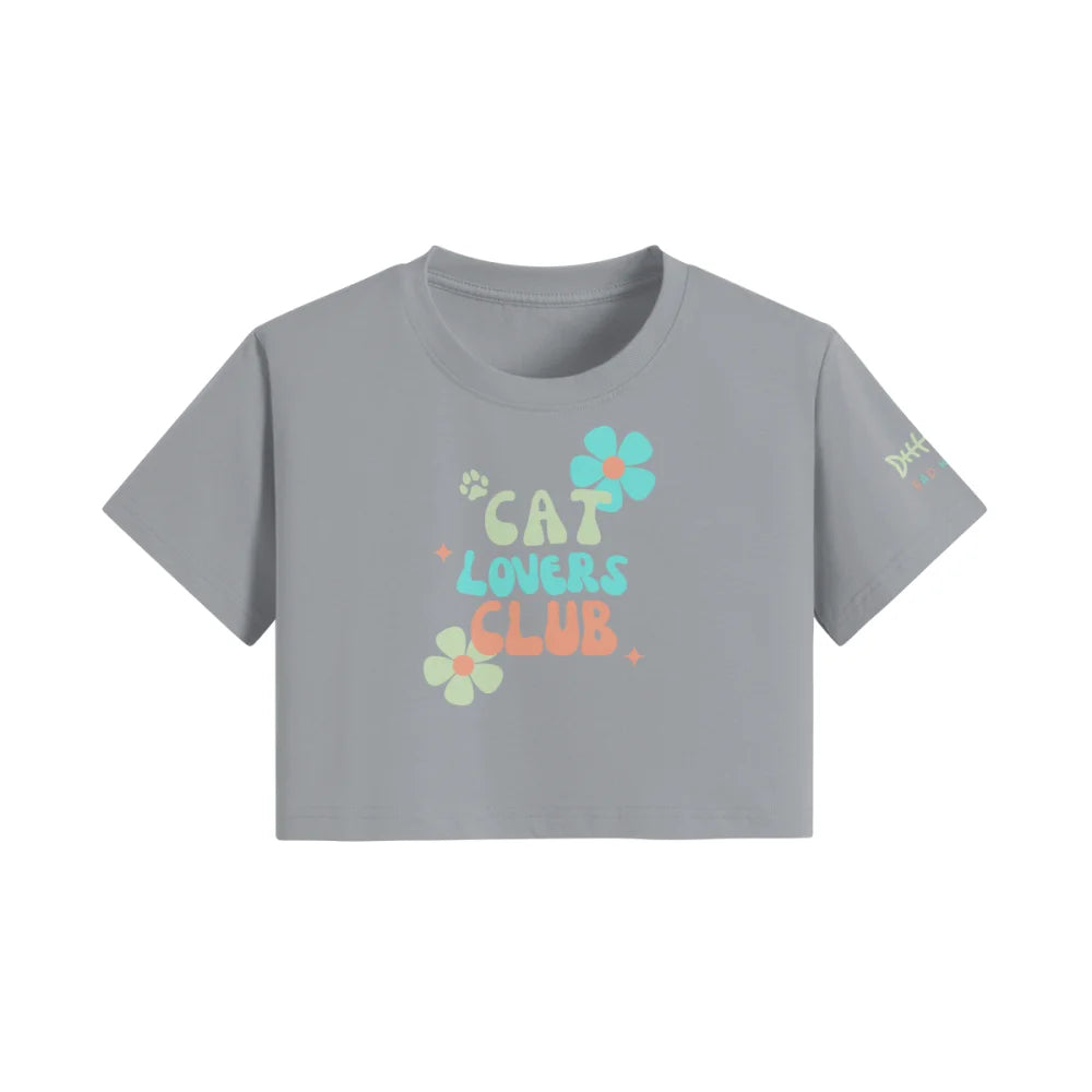 Crop Top ✨ CAT LOVERS CLUB 🌸 - Grey Scofield / Mojito / S