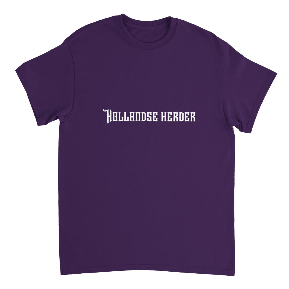 T-shirt violet avec texte blanc indiquant ’Hollandse Herder’.