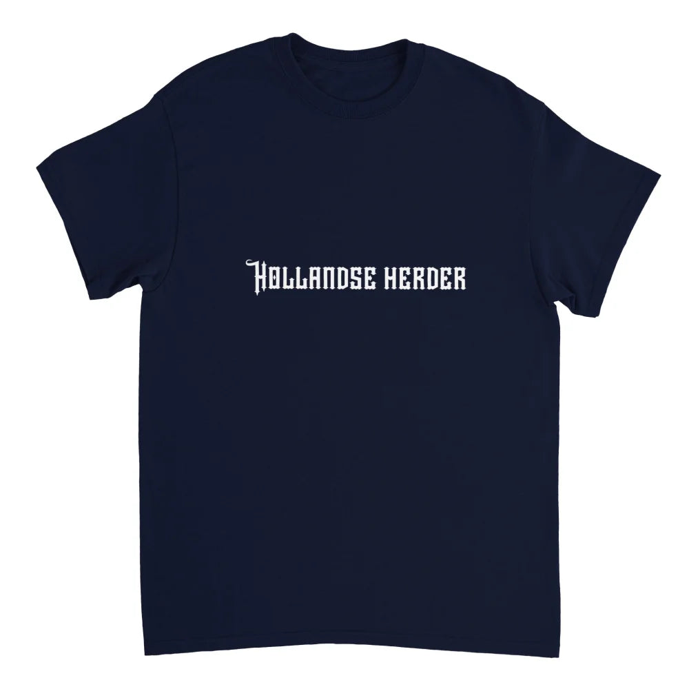 T-shirt bleu marine avec texte blanc indiquant ’Hollandse Herder’.