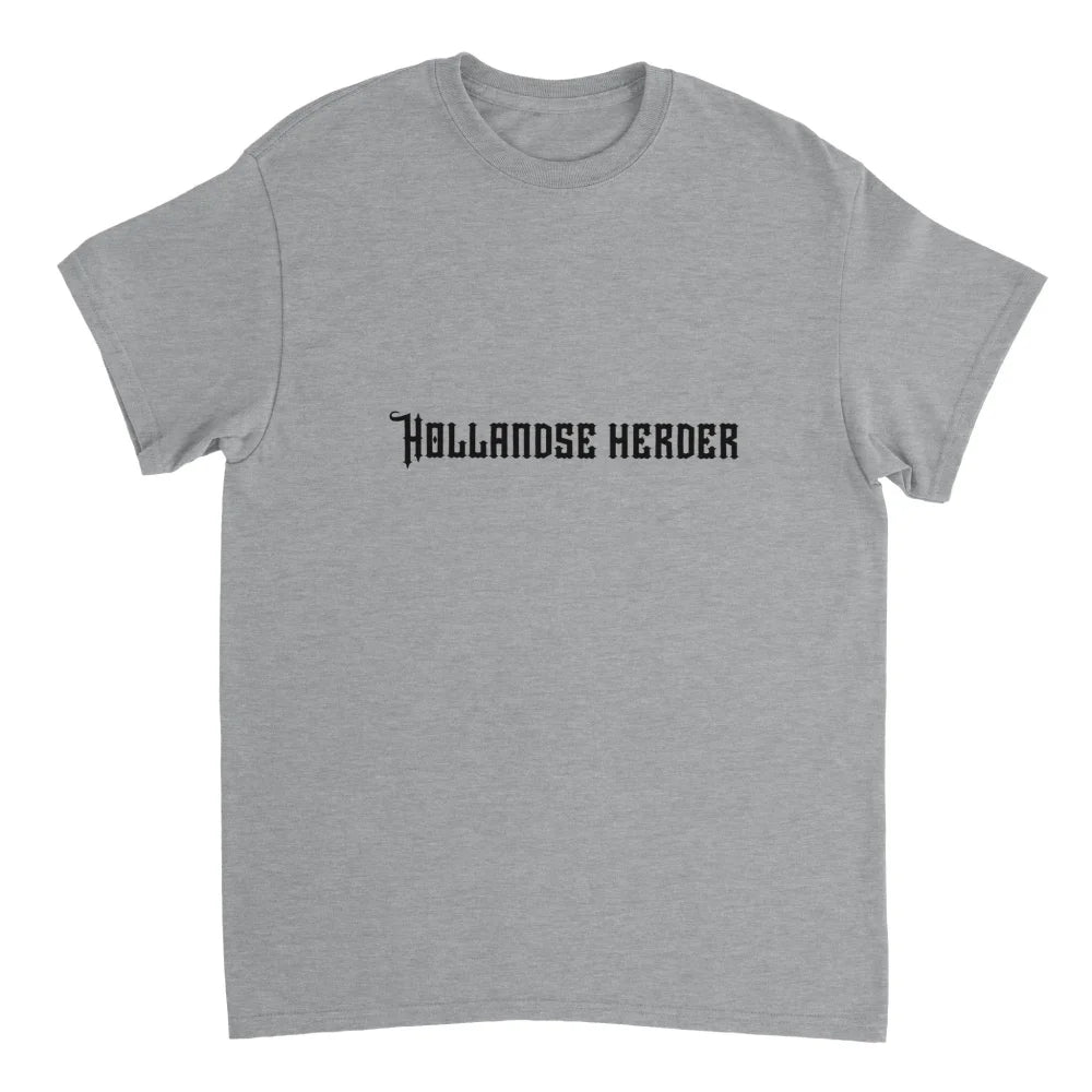 T-shirt gris avec le texte ’Hollandse Herder’ imprimé sur le devant.