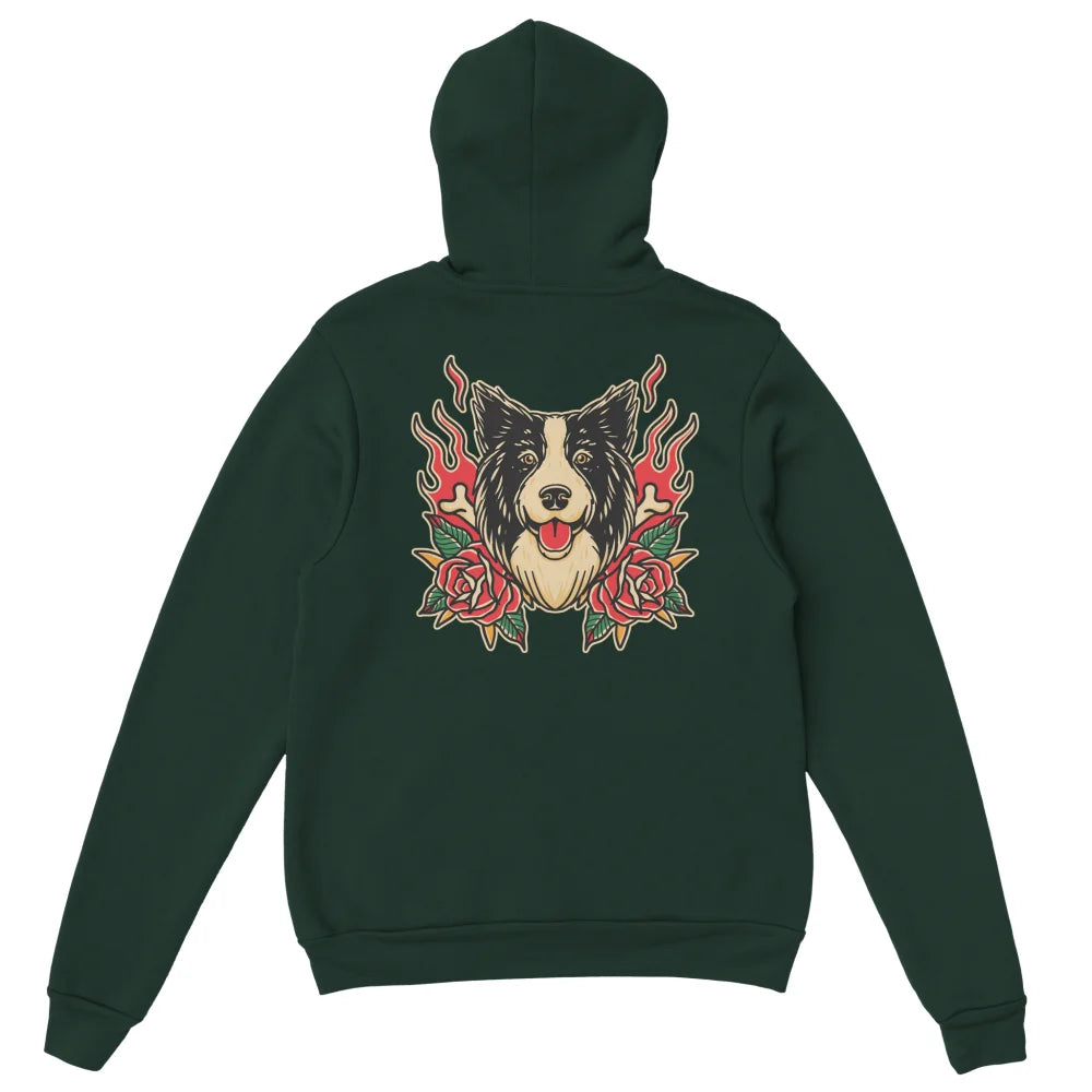 Hoodie Bad Roses đ„ - Border Collie - Forest Green / S