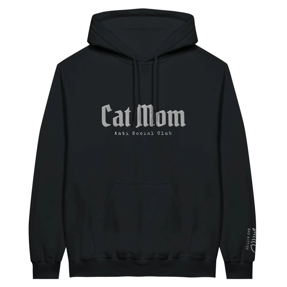 Hoodie BRODÉ - 𝕮𝖆𝖙 𝕸𝖔𝖒 𝙰𝚗𝚝𝚒 𝚂𝚘𝚌𝚒𝚊𝚕 𝙲𝚕𝚞𝚋 ✨ - Black Jack / S