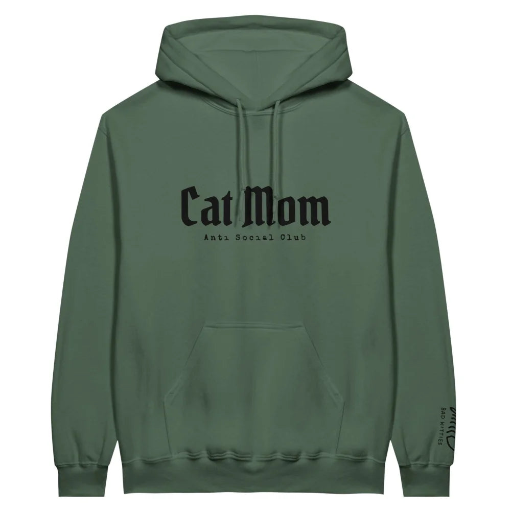 Hoodie BRODÉ - 𝕮𝖆𝖙 𝕸𝖔𝖒 𝙰𝚗𝚝𝚒 𝚂𝚘𝚌𝚒𝚊𝚕 𝙲𝚕𝚞𝚋 ✨ - Military Green
