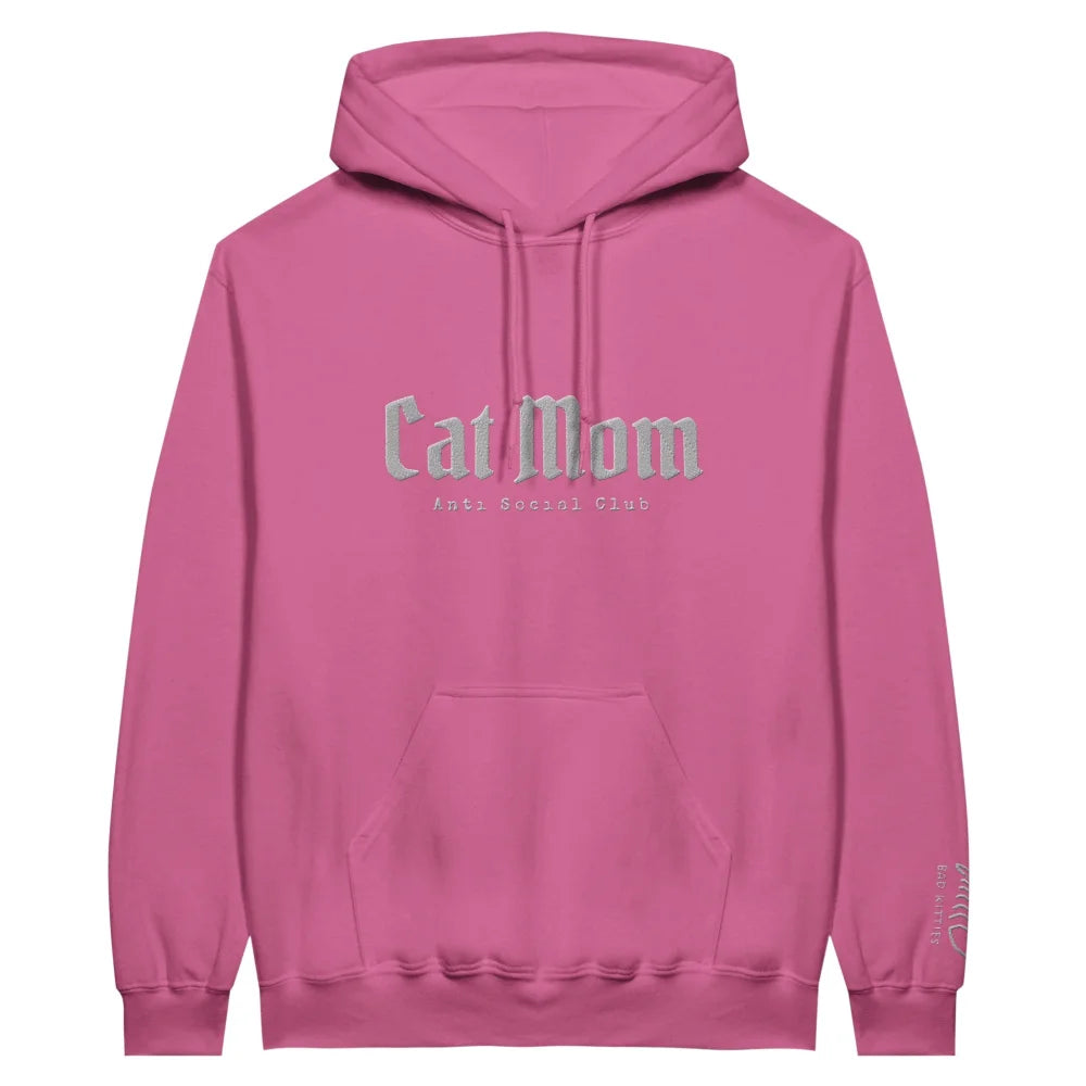 Hoodie BRODÉ - 𝕮𝖆𝖙 𝕸𝖔𝖒 𝙰𝚗𝚝𝚒 𝚂𝚘𝚌𝚒𝚊𝚕 𝙲𝚕𝚞𝚋 ✨ - Framboise / S
