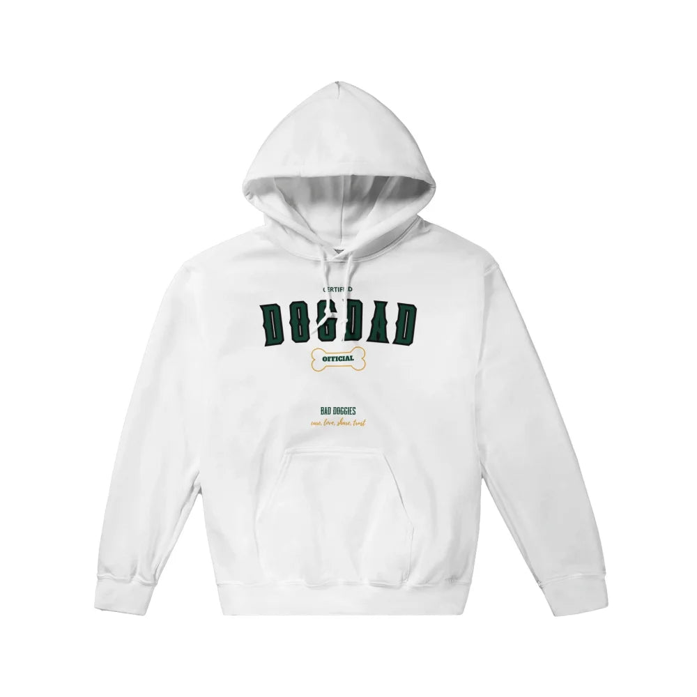Sweat Ă capuche blanc avec âNOMADâ imprimĂ© sur le devant en lettres vertes.