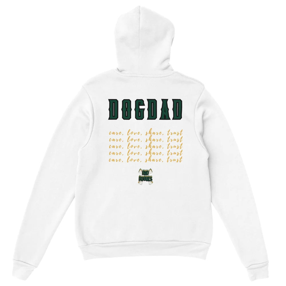 Sweat Ă capuche blanc avec texte âBIGDADâ et mots âloveâ rĂ©pĂ©tĂ©s imprimĂ©s dans le dos.