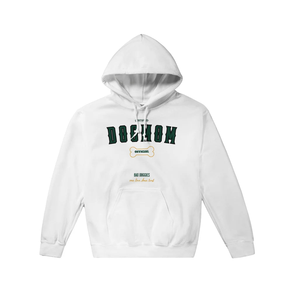 Sweat Ă capuche blanc avec âBOSTONâ imprimĂ© sur le devant en lettres vertes.
