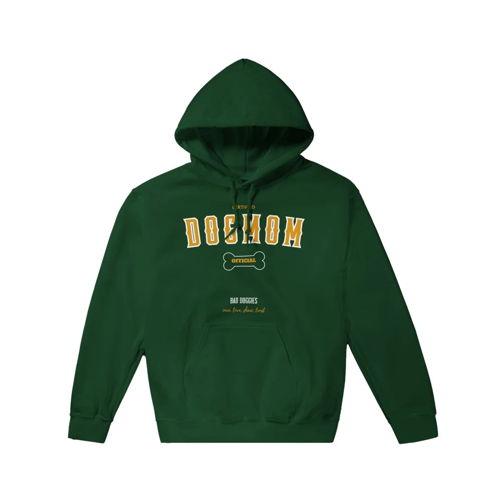 Sweat Ă capuche vert avec texte âDOGTOWNâ et un graphique dâos imprimĂ© sur le devant.