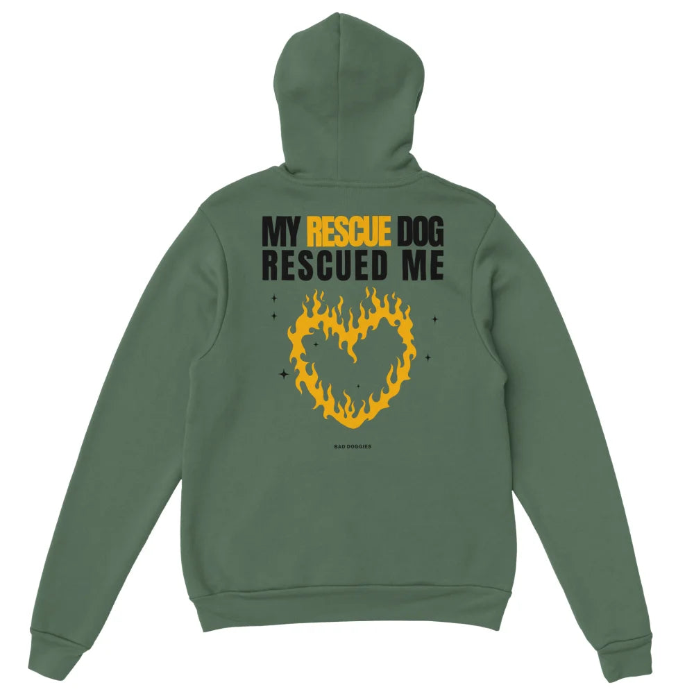 Hoodie My Rescue Dog Rescued Me - Military Green / S Hoodie