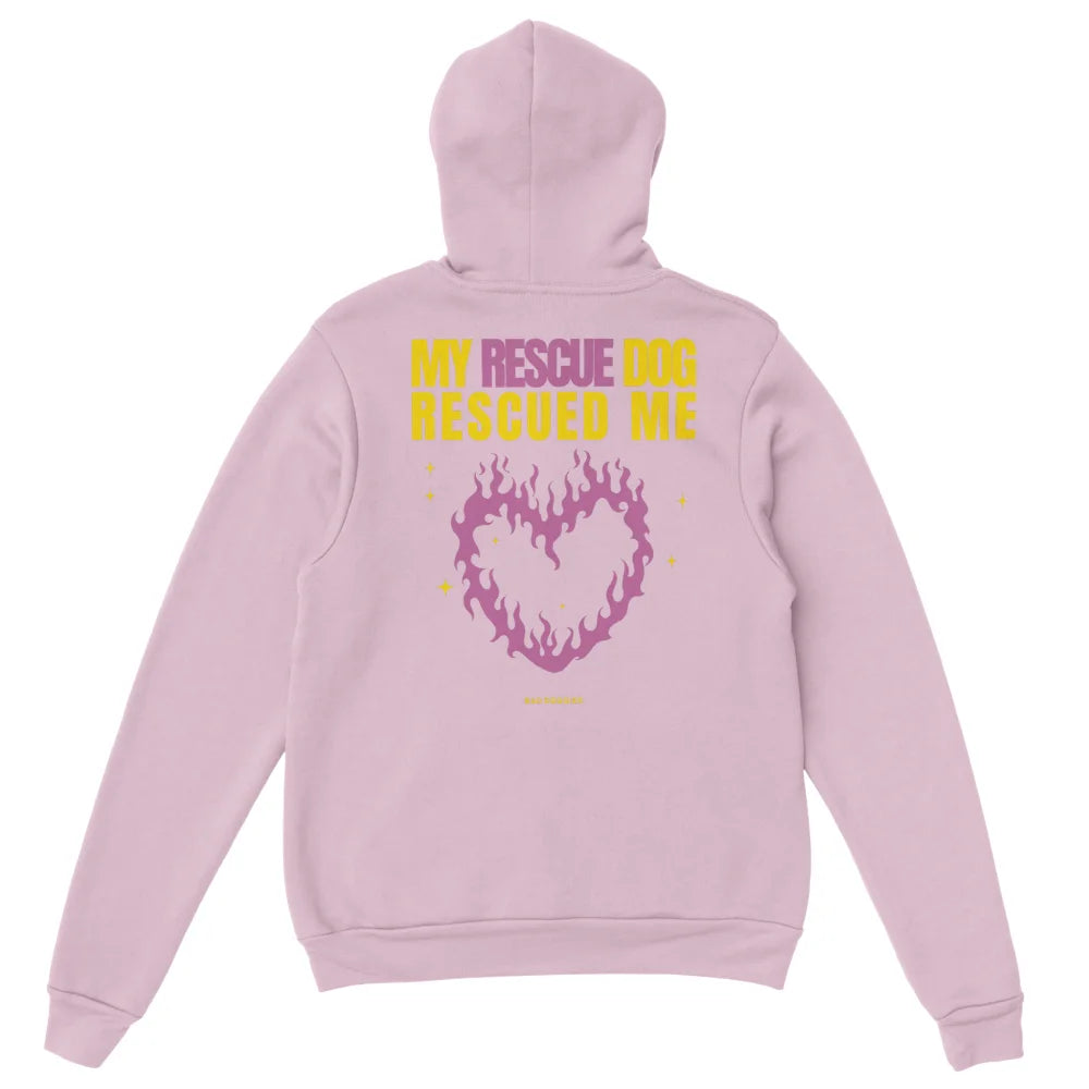 Hoodie My Rescue Dog Rescued Me - Rose Poudré / S Hoodie My