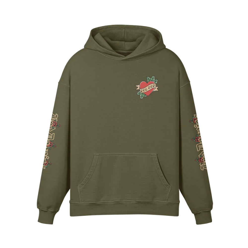 Hoodie Oversized 🌹 CUPIDOG by Bad Doggies 🏹 - Olive / Dog