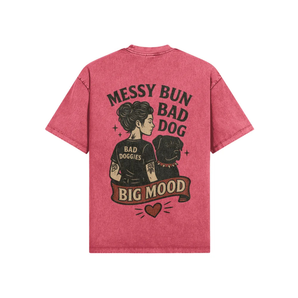 Perso Pauline 💛 XS / Framboise T shirt Oversize MESSY BUN
