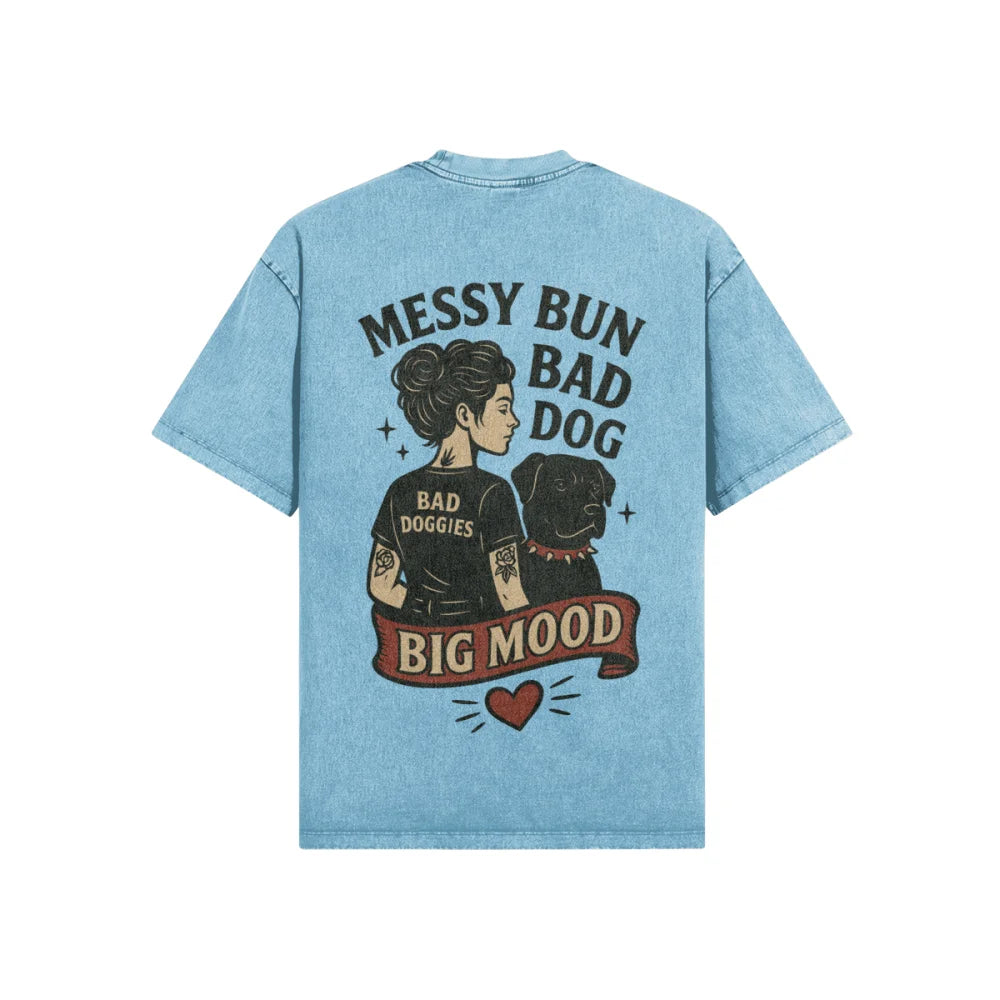 Perso Pauline 💛 XS / Light Blue T shirt Oversize MESSY BUN