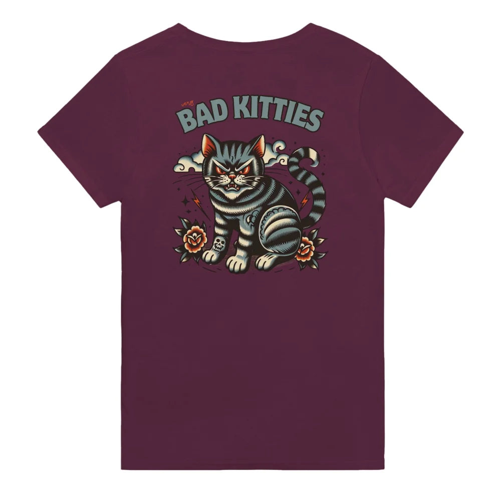 T-shirt Angry Blue Cat - 𝔅𝔞𝔡 𝔎𝔦𝔱𝔱𝔦𝔢𝔰 - Royal Purple / S