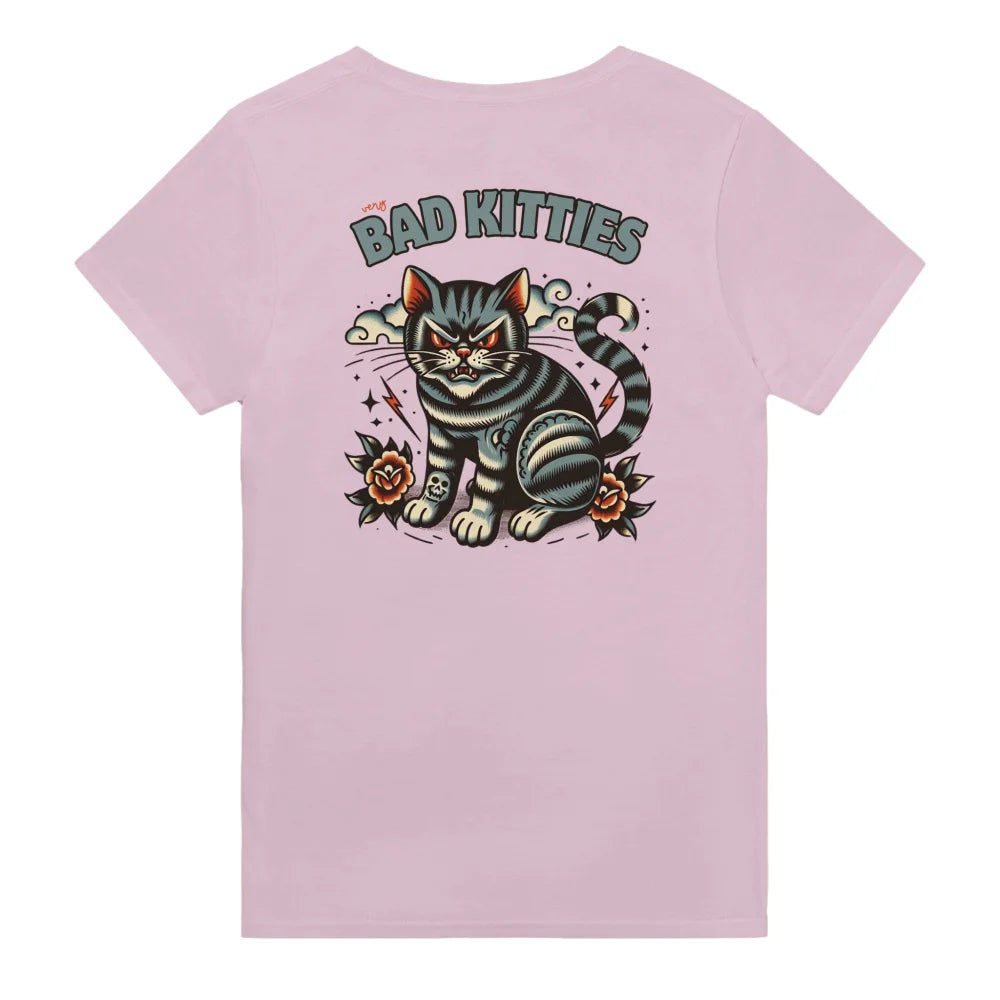 T-shirt Angry Blue Cat - 𝔅𝔞𝔡 𝔎𝔦𝔱𝔱𝔦𝔢𝔰 - Rose Poudré / S