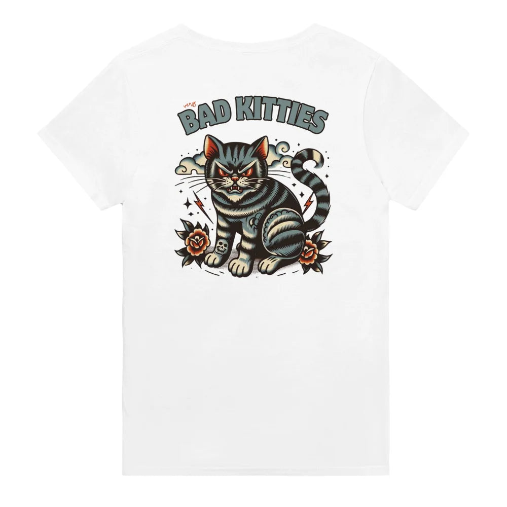 T-shirt Angry Blue Cat - 𝔅𝔞𝔡 𝔎𝔦𝔱𝔱𝔦𝔢𝔰 - White comme Walter