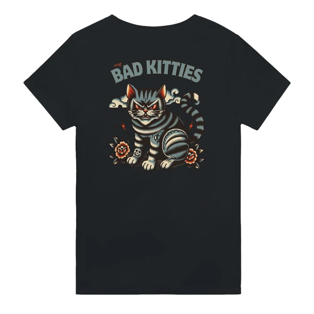 T-shirt Angry Blue Cat - 𝔅𝔞𝔡 𝔎𝔦𝔱𝔱𝔦𝔢𝔰 - Black Jack / S