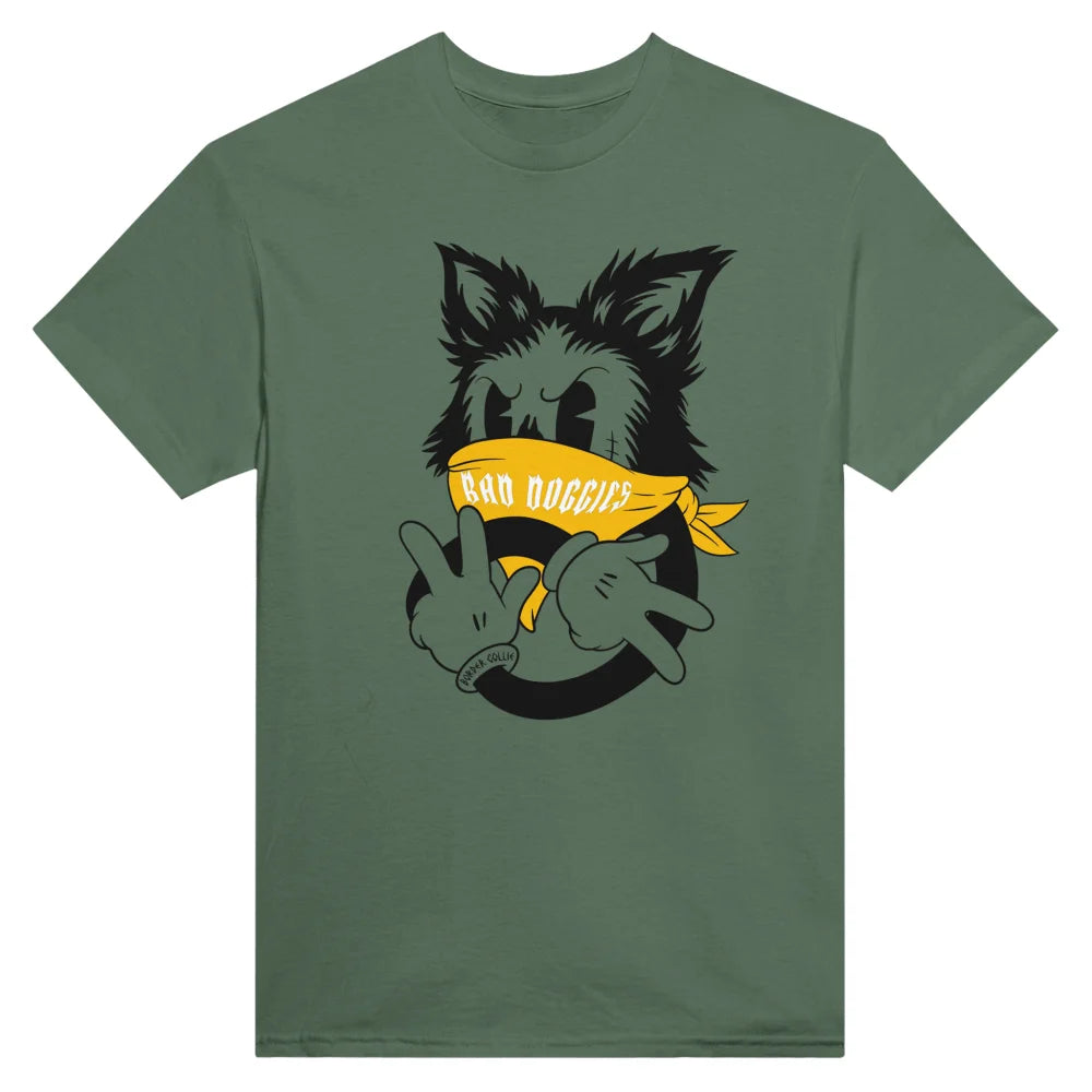 T-shirt Bad Border Collie ✌️ - Military Green / S T-shirt