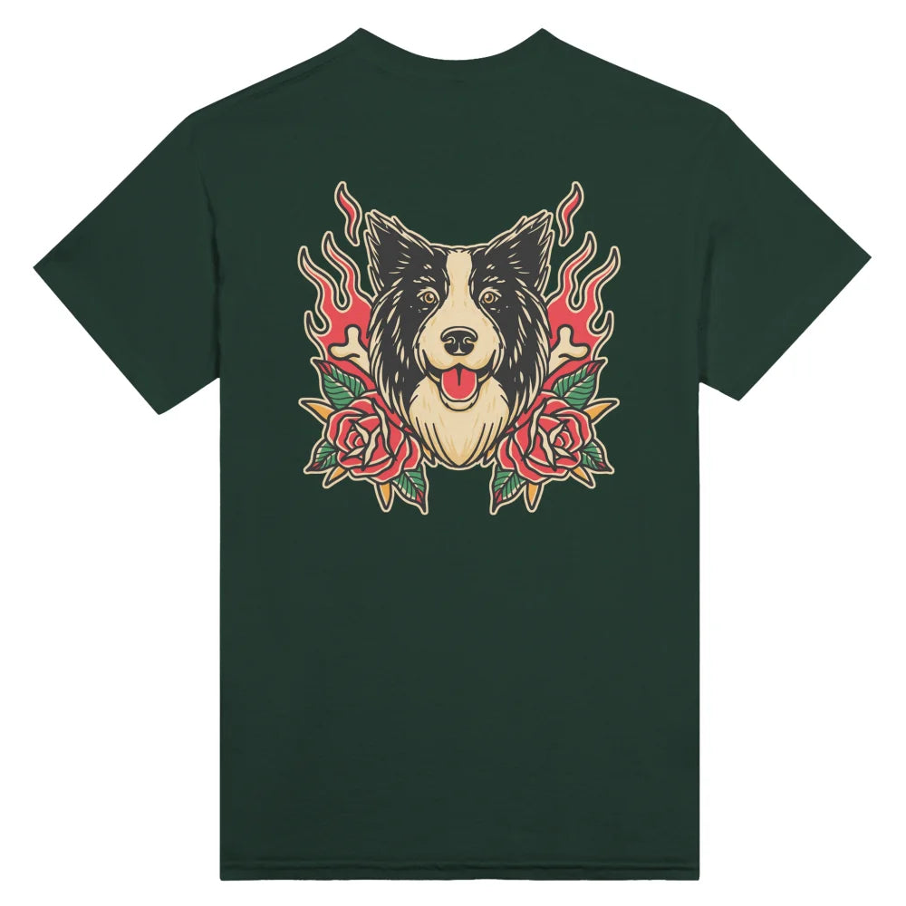 T-shirt Bad Roses 🥀 - Border Collie - Forest Green / S