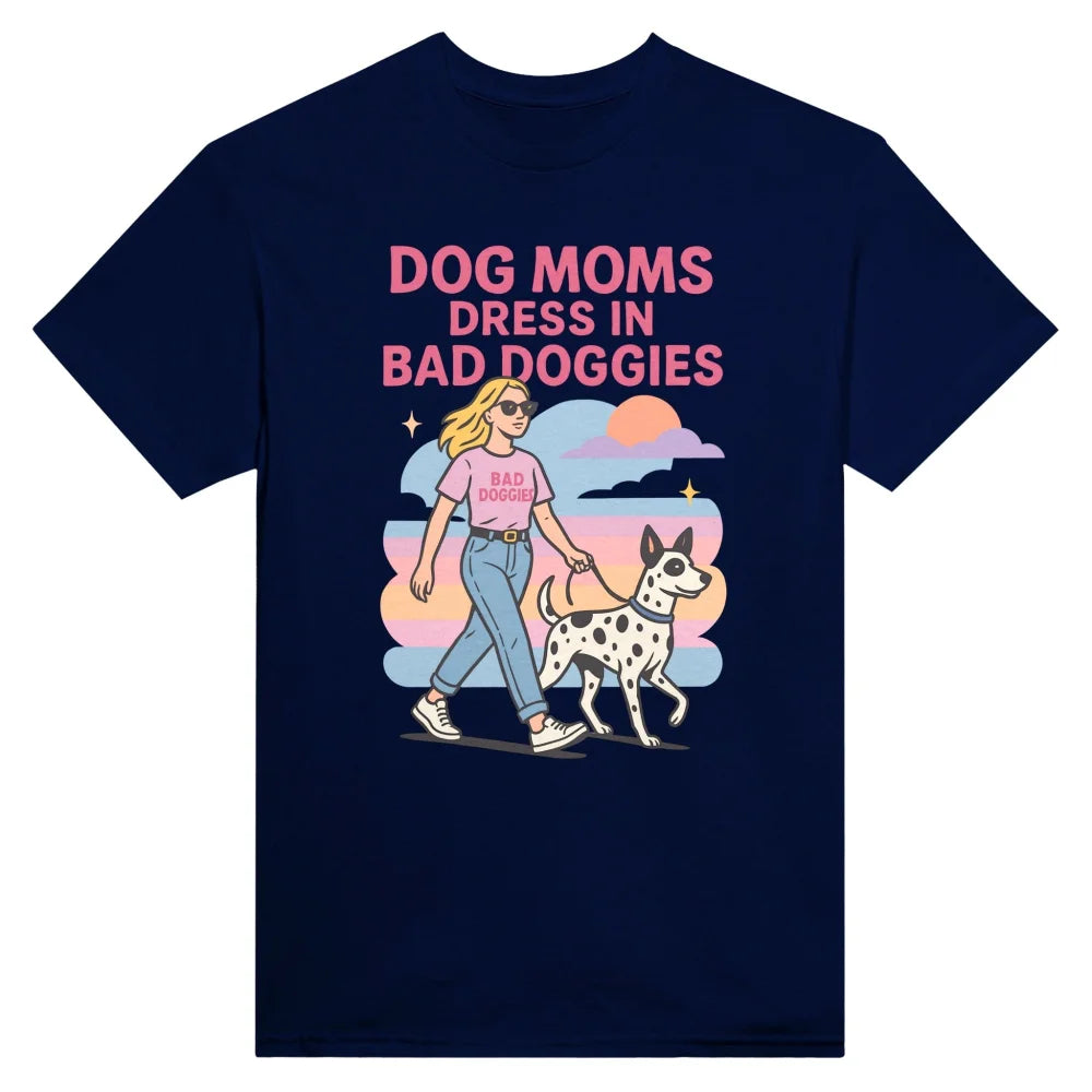 T-shirt 💁♀️ Dog Moms Dress in Bad Doggies 🐕 - Navy / S