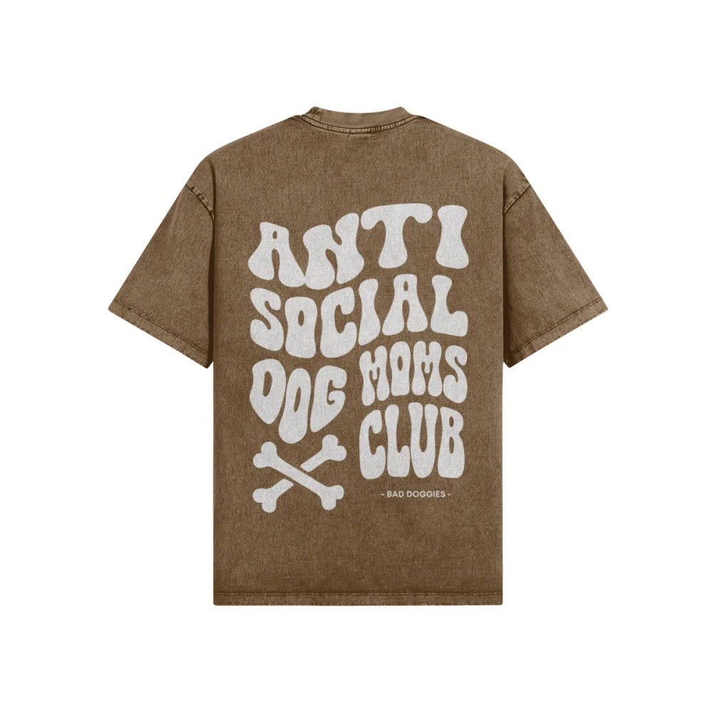 T shirt Oversized Anti Social Dog Moms Club 🦴 XS / Old