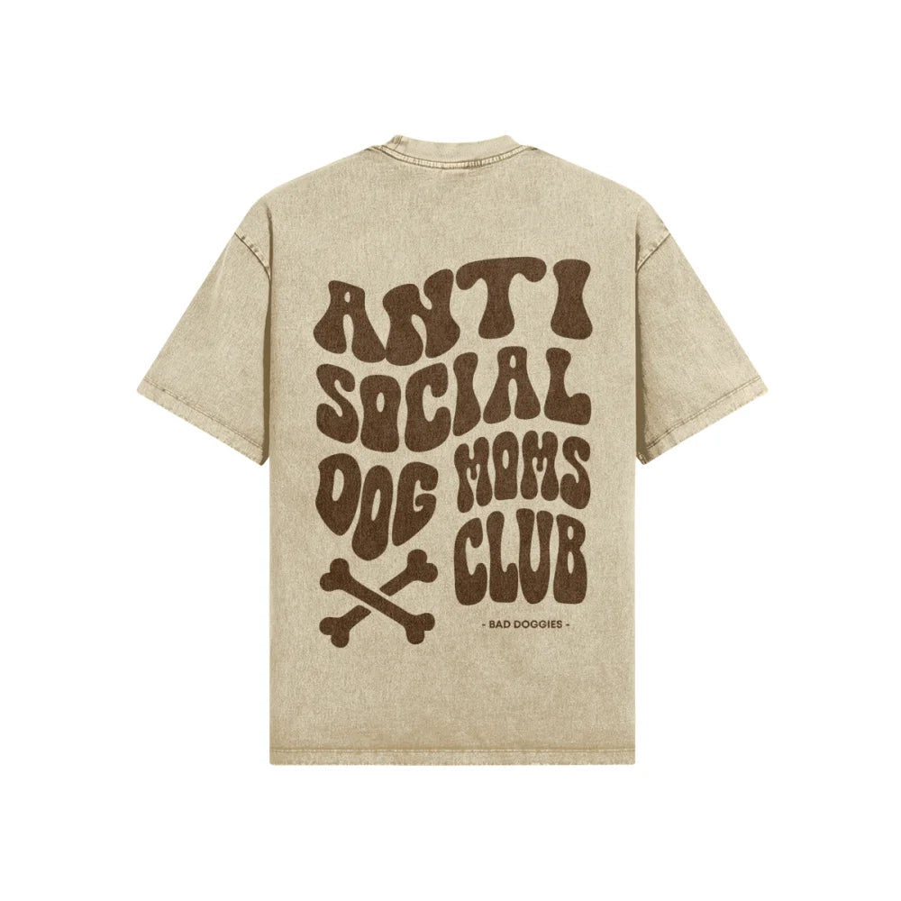 T shirt Oversized Anti Social Dog Moms Club 🦴 XS / Sahara T