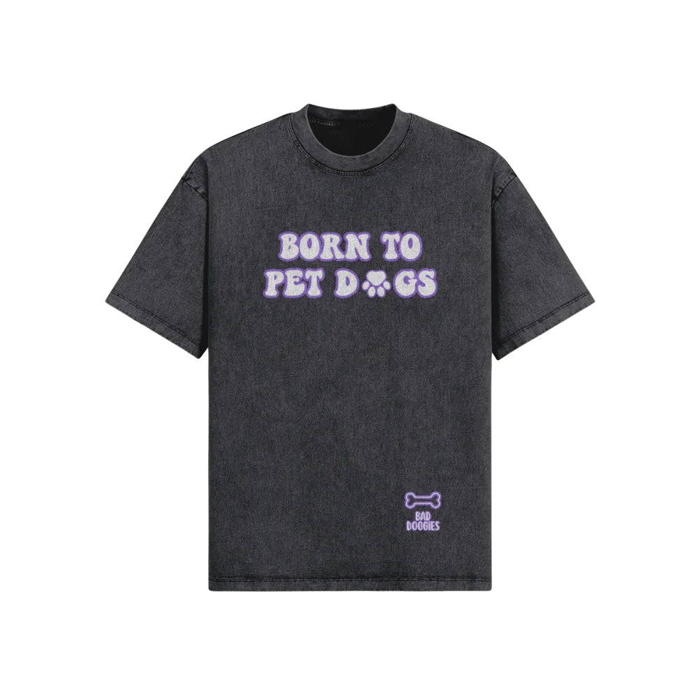 T shirt Oversized BORN TO PET D🐾GS Noir Denim / XS T shirt