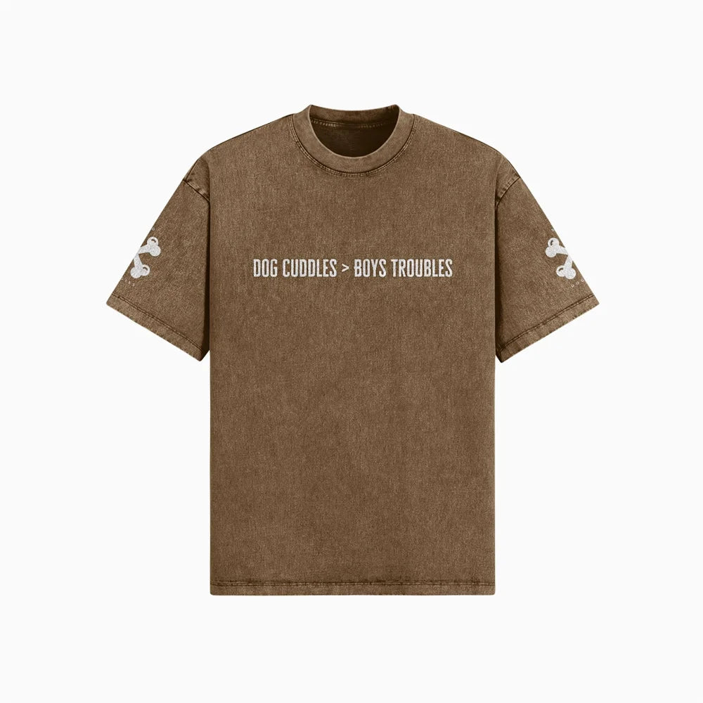 T-shirt Oversized - DOG CUDDLES > BOYS TROUBLES - Old Brown