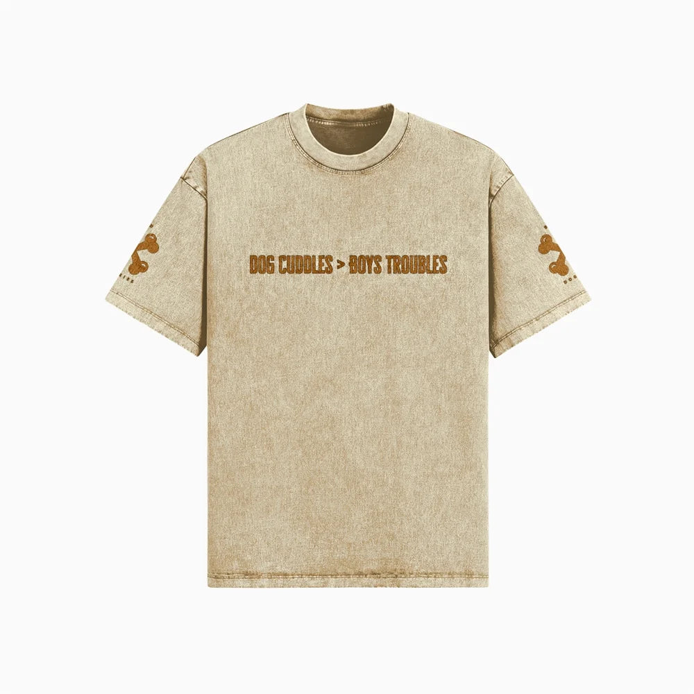 T-shirt Oversized - DOG CUDDLES > BOYS TROUBLES - Sahara