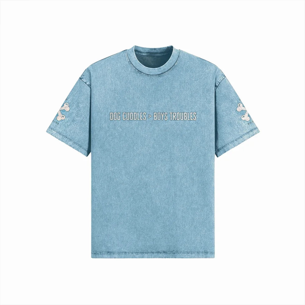 T-shirt Oversized - DOG CUDDLES > BOYS TROUBLES - Light