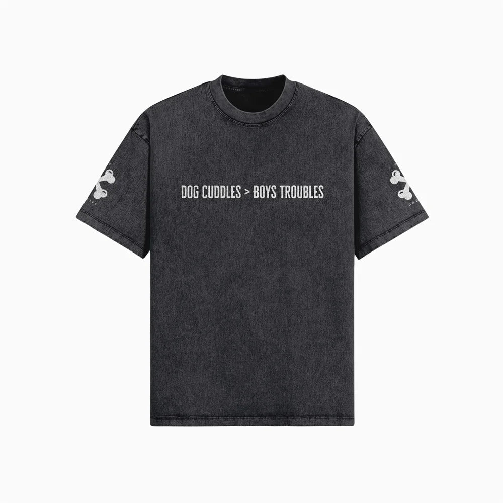 T-shirt Oversized - DOG CUDDLES > BOYS TROUBLES - Noir