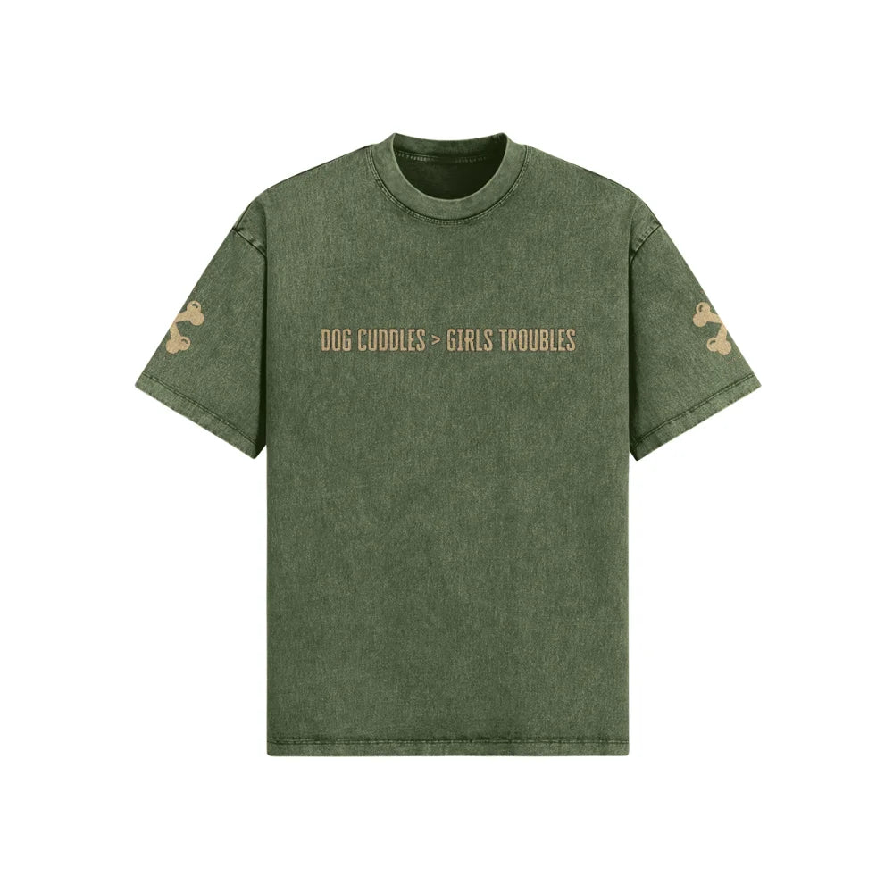T-shirt Oversized - DOG CUDDLES > GIRLS TROUBLES - Military