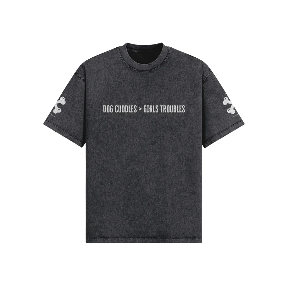 T-shirt Oversized - DOG CUDDLES > GIRLS TROUBLES - Noir