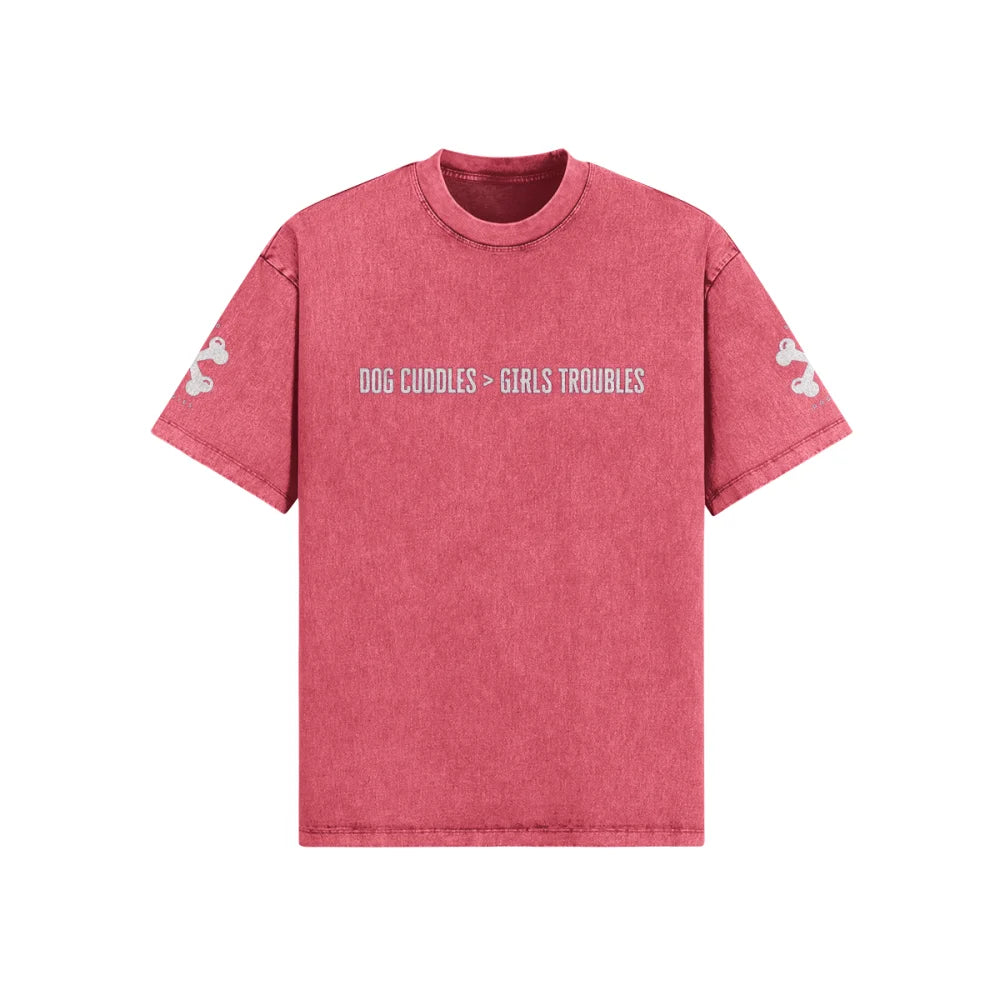T-shirt Oversized - DOG CUDDLES > GIRLS TROUBLES