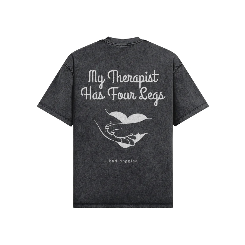 T shirt Oversized My Therapist Has Four Legs XS / Noir