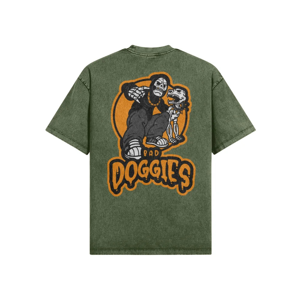T-shirt Oversized - Skeleton 💀 - Military Green / XS