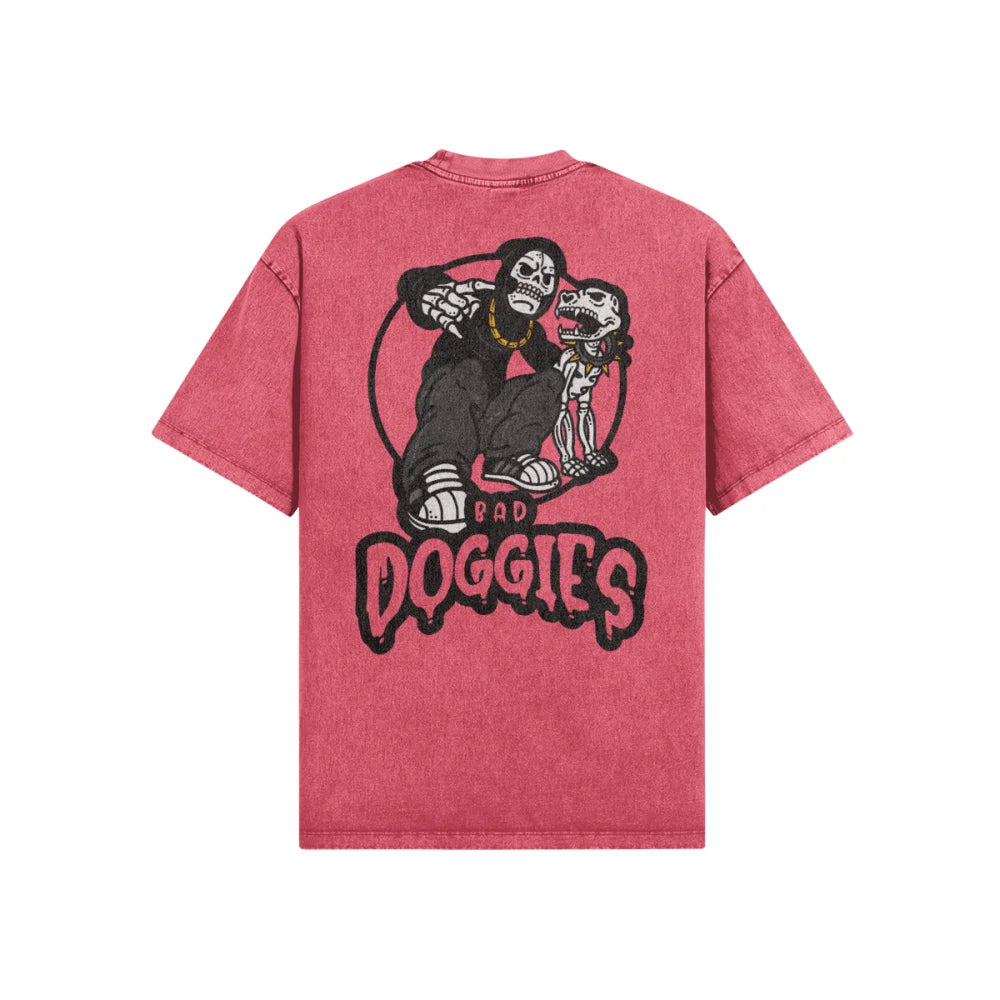 T-shirt Oversized - Skeleton 💀 - Framboise / XS T-shirt