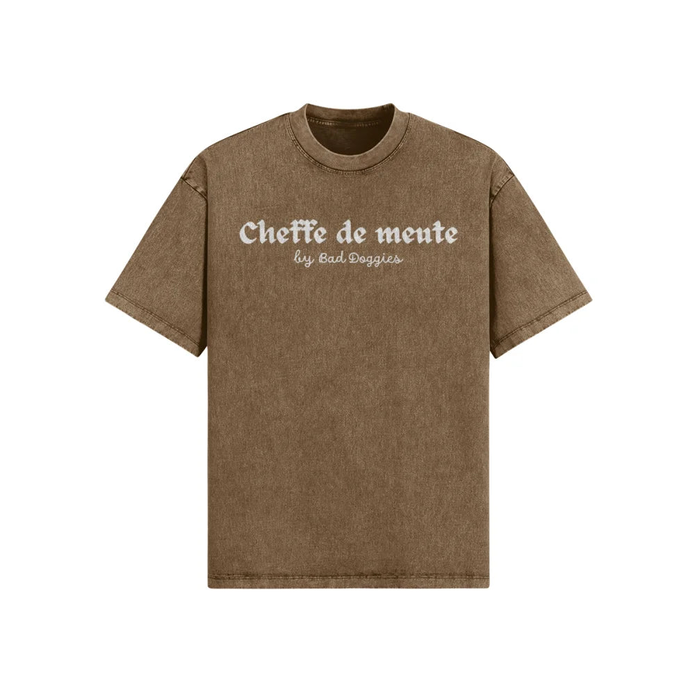 T-shirt Ultra Oversize - Cheffe de meute 🦴 - Old Brown / XS