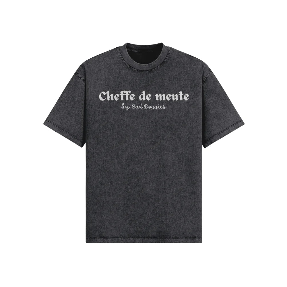 T-shirt Ultra Oversize - Cheffe de meute 🦴 - Washed Black