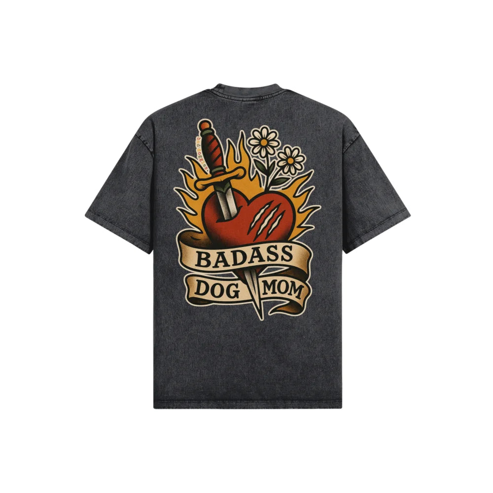T-shirt Ultra Oversized - T-shirt Badass Dog Mom ❤️🔥🗡️