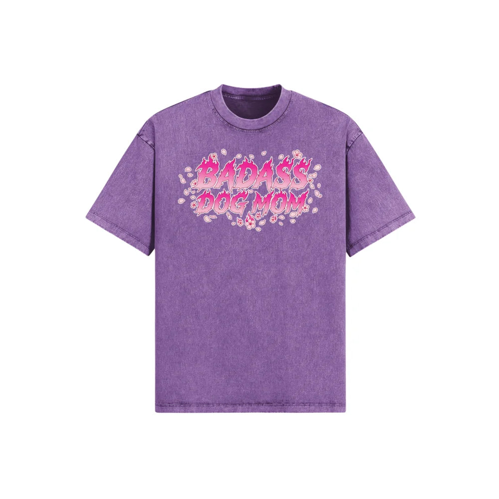 T-shirt Ultra Oversized - Badass Dog Mom 🌸 - Ultra Violet