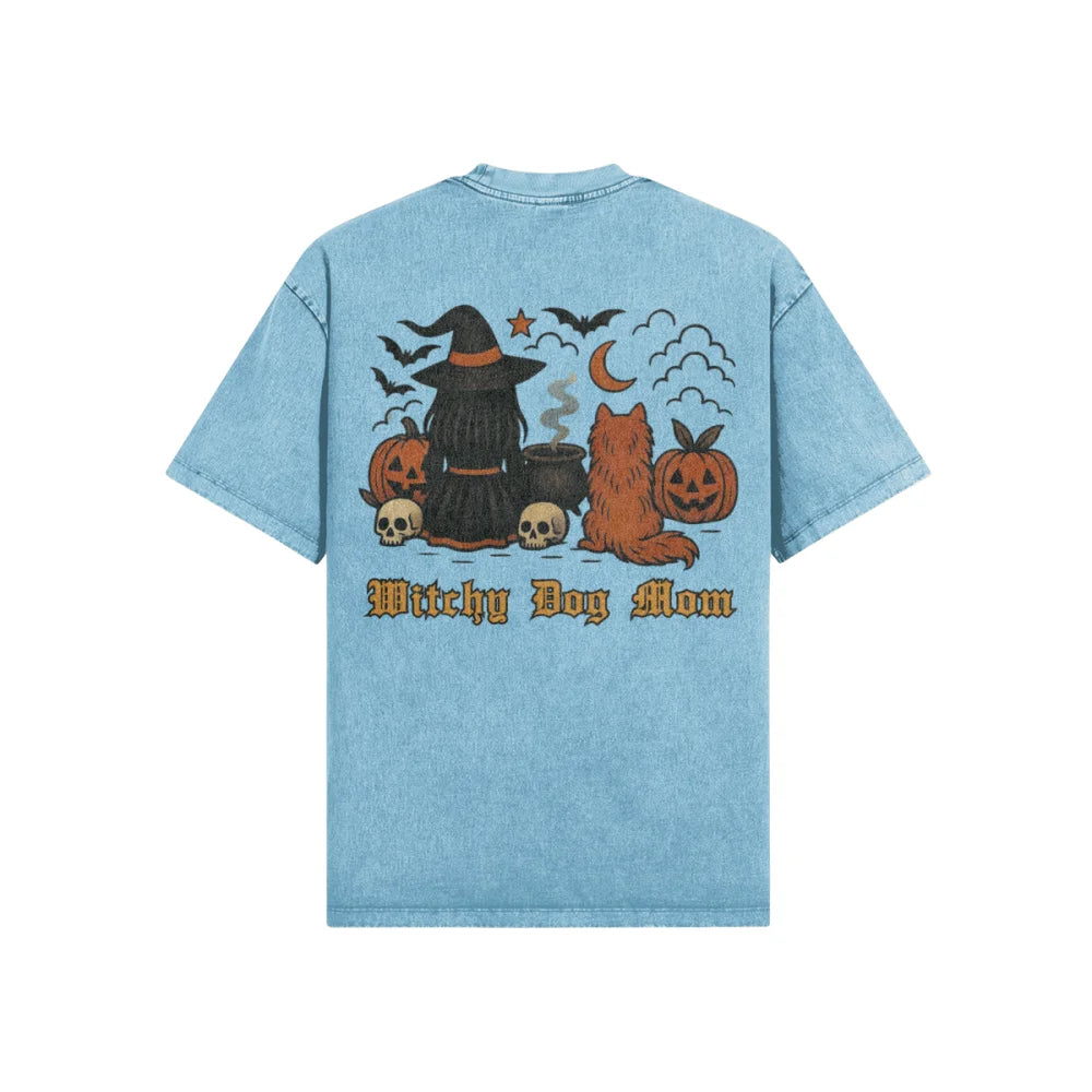 T-shirt Witchy Dog Mom 🎃 𝖆̀ 𝖕𝖊𝖗𝖘𝖔𝖓𝖓𝖆𝖑𝖎𝖘𝖊𝖗 - T-shirt Witchy