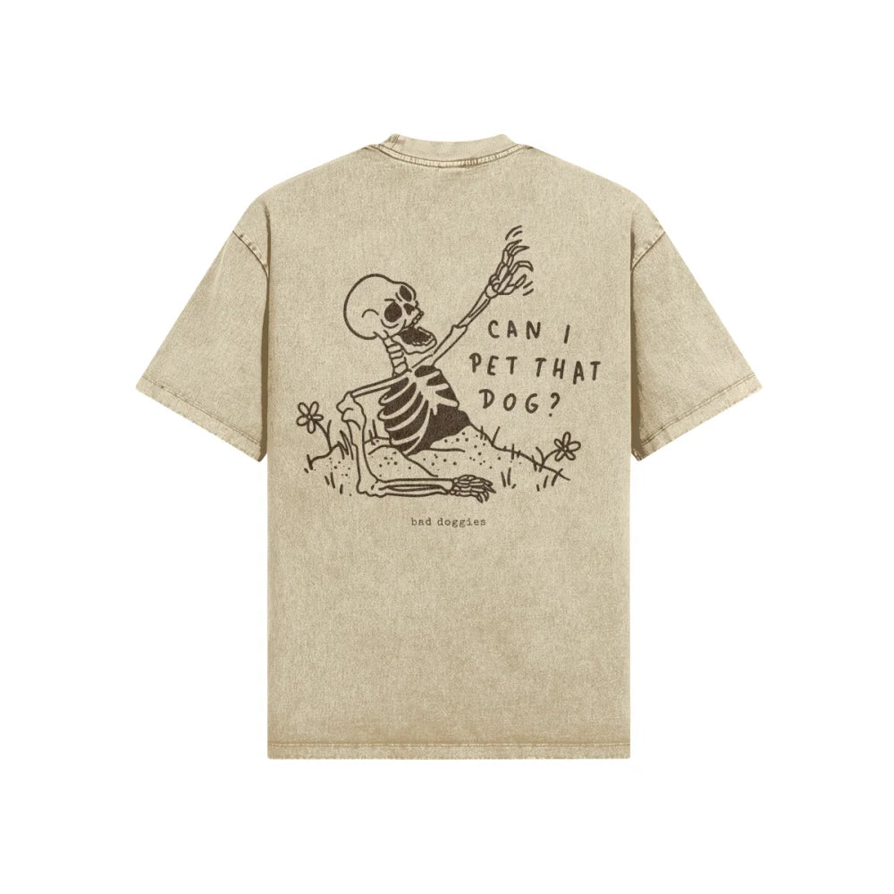 T-shirt Ultra Oversized - Can I Pet That Dog ? 🪦☝️ - Sahara