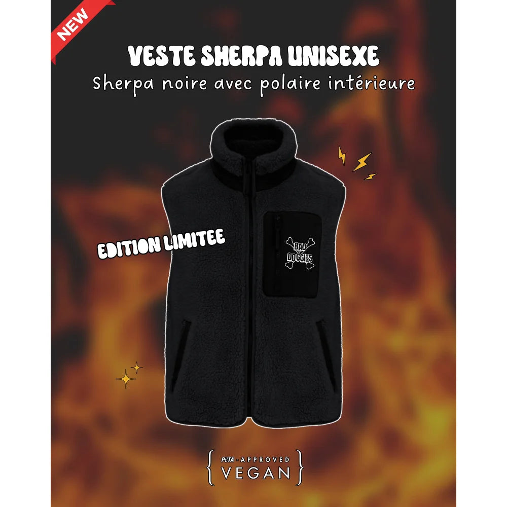 Veste Sherpa Sans Manches Bad Doggies ⚡ - Noir / XXS Veste